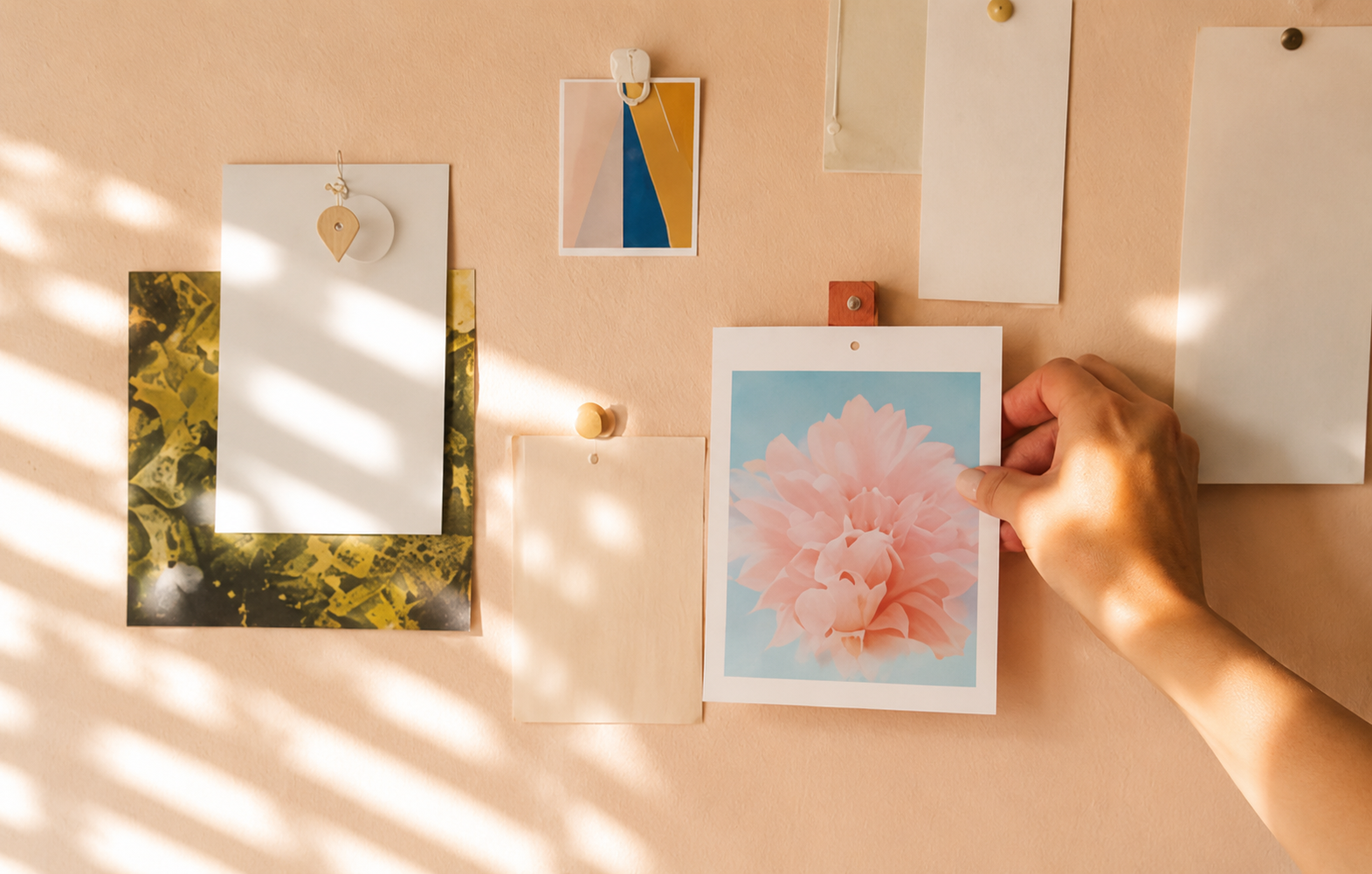 Warm mood board and brand feeling materials